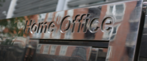 Silver sign of home office